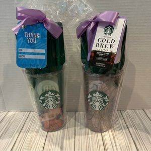 Set of two Starbucks cold brew cups and gift sets